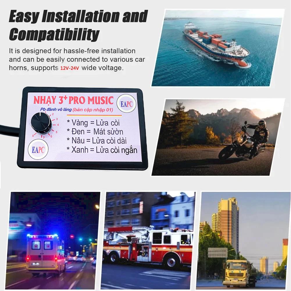 12-24V Car Horn Controller 8/12 Sound Effects Car Truck Air Horn Controller Car Motor Relay Music Box Automobile Accessories