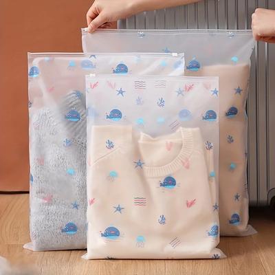 5pcs Printed Travel Storage Bag,Transparent Clothing Sorting Bag,Waterproof Zippered Underwear Packaging Bag Clothes Organizer