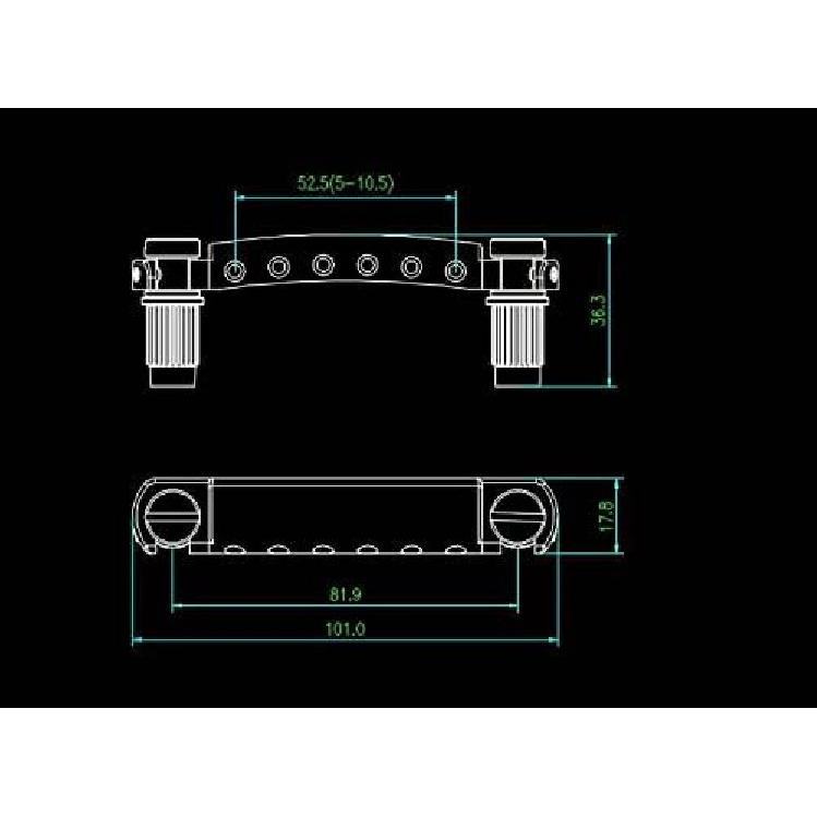 Guyker Guitar Tune-O-Matic Tailpiece Stop Bar with Studs - Bridges Parts Replacement for LP SG Style 6 String Electric Guitar (GS001, black)