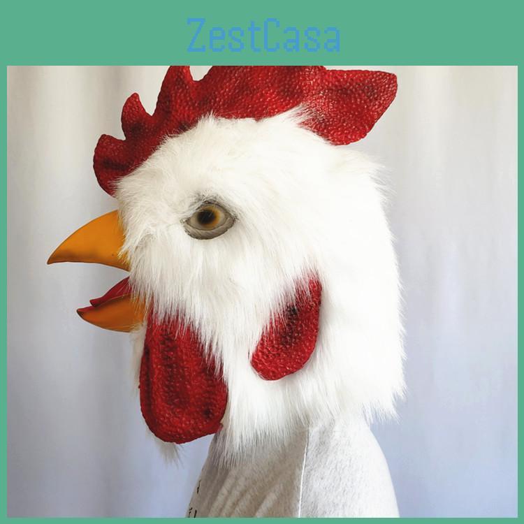 Funny Animal Latex Chicken Mask With Plush Headgear For Halloween Cosplay And Costume Parties