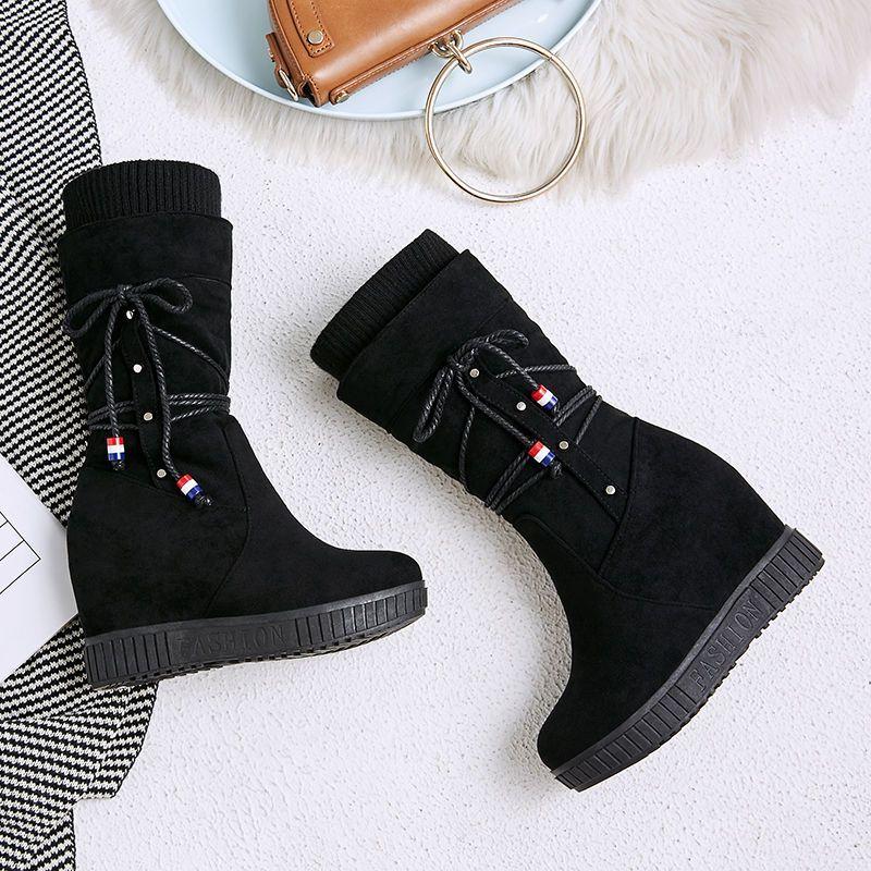 

Осень и зима новые ботильоны на танкетке детские длинные сапоги внутренняя трубка ботинки Мартин платформа короткие сапоги милая студенческая обувь 39