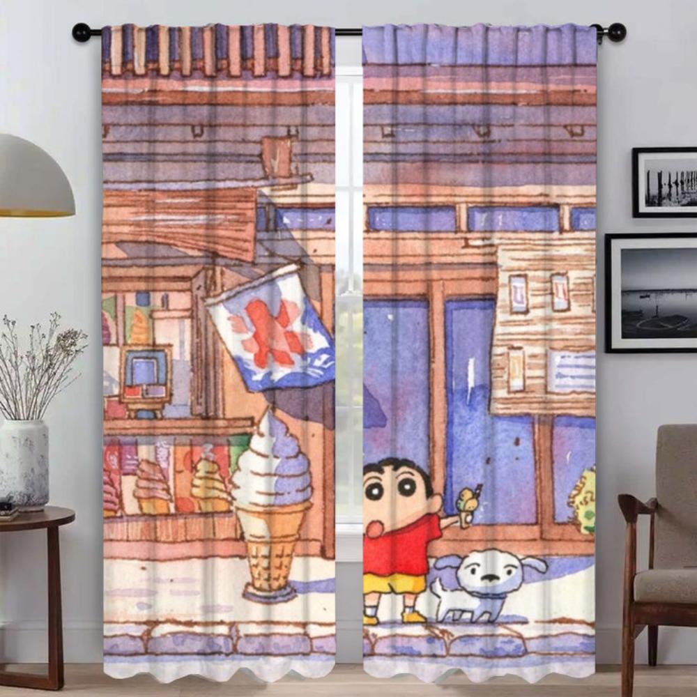 Crayons Shins Chans Curtains Child Room Living Curtain Home Interior Camera Shades Partition Tulle Bedroom Made Of Polyester Washable Area Ready