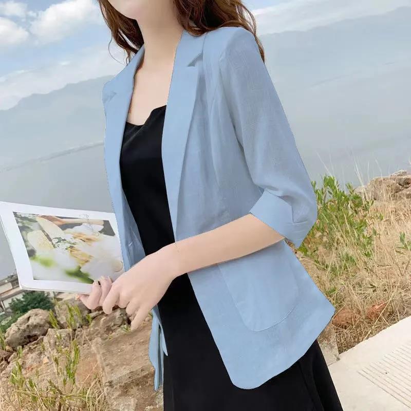 Casual Blazer Lightweight Sun Protection Jacket Women Breathable Thin Short Spring  Suit Petite