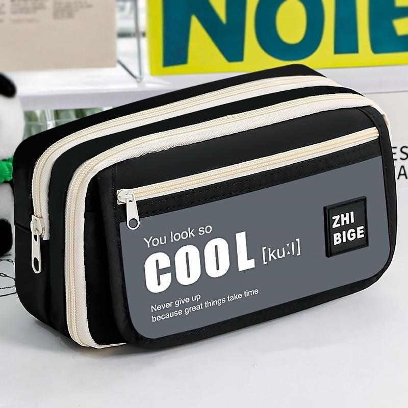 

Pencil Case - Flip Cover Large Capacity Aesthetic Pencil Pouch with Zipper Mesh Stationery Organizer Pen Pouch A7816 чорний