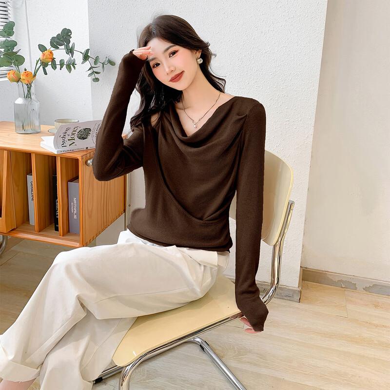 MOKANA Women s Elegant Boat Neck Long Sleeve Knit Top MKNJD2765 One Size