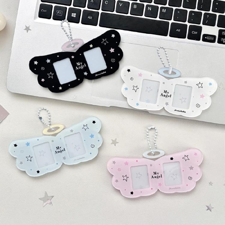 Acrylic Photocard Holder,Lovely Credit Card Sleeve Pendant Keychain Badge Holder for Student Card Id Cards Bank Card