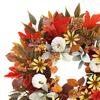 Artificial Fall Wreath for Front Door 18" Maple Leaf Autumn Wreath with Pumpkin Flower Berry for Harvest Thanksgiving Farmhouse Decor