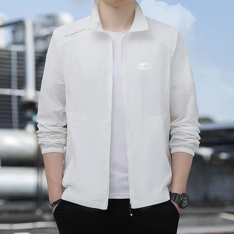 Men's Summer Windbreaker: Lightweight Ice Silk, Quick-Dry, Loose Fit, Stand Collar, Plus Size Fishing Jacket.