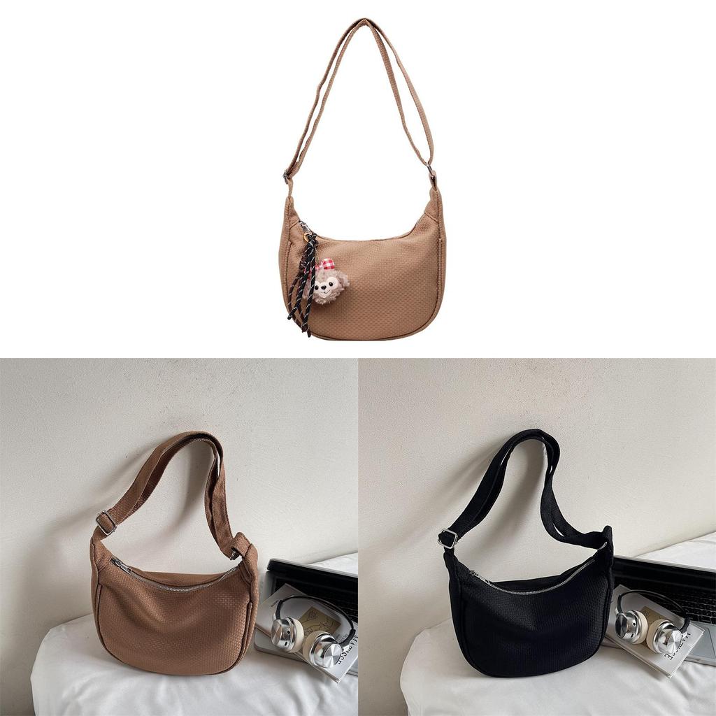 Canvas Dumpling Bag For Women With Zipper Closure And Street Style Design