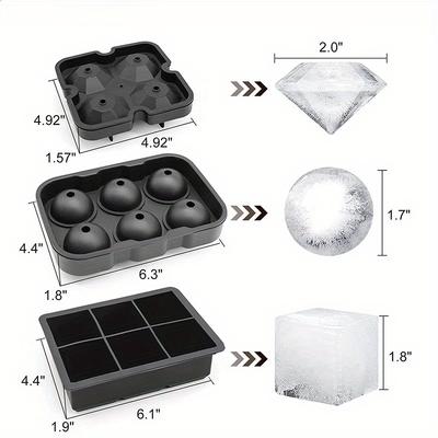 Large Ice Cube Trays Silicone Ice Cube Molds for Freezer with Lid Reusable Whiskey Ice Mold Ball Diamond Ice Mold