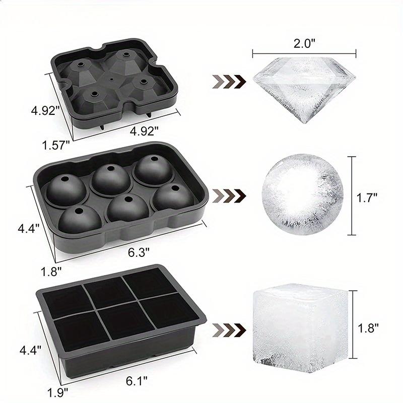Large Ice Cube Trays Silicone Ice Cube Molds for Freezer with Lid Reusable Whiskey Ice Mold Ball Diamond Ice Mold
