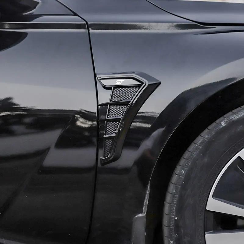 Black Car Fender Side Vents Air Flow Intake Hole Shark 3D BTYD6 Grille Sticker Cover for Ford Focus ST Mondeo Fiesta Kuga Escape Car R4W