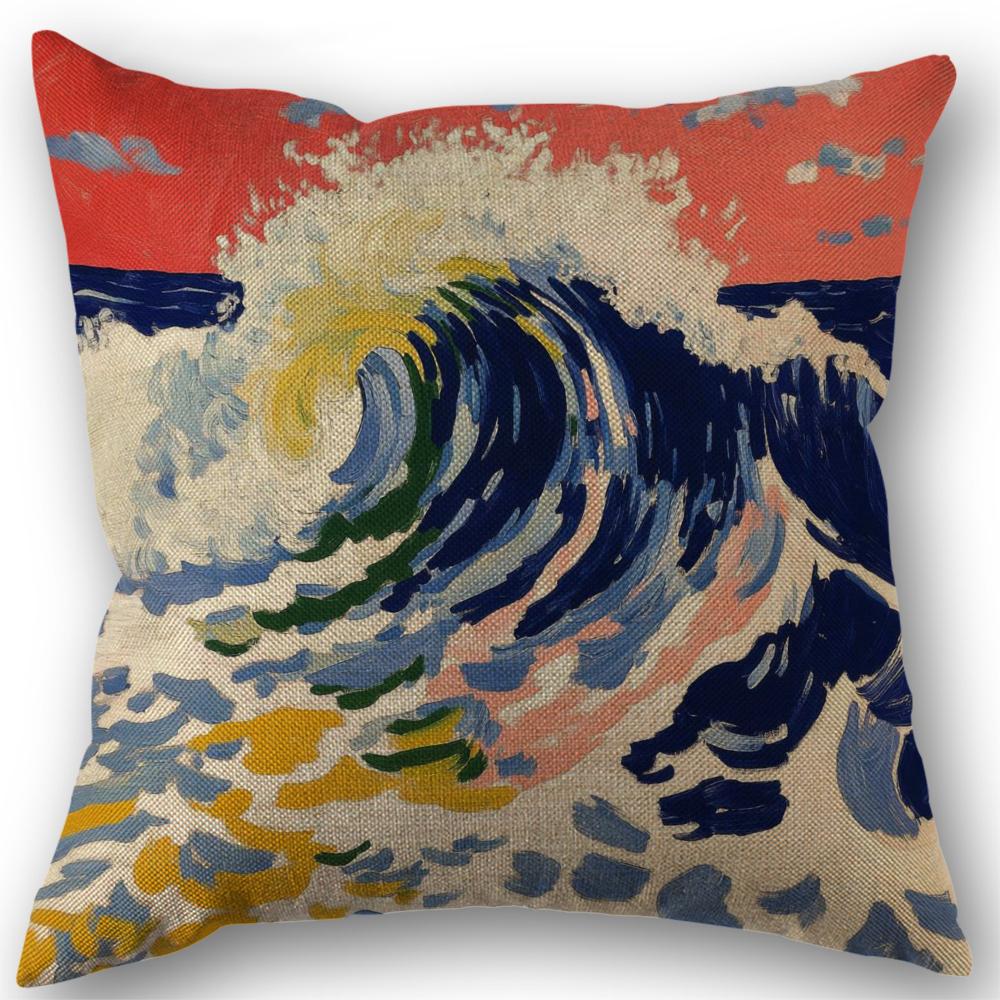 Wave Pillowcase Wedding Decorative Linen Pillow Case For Home Pillow Cover 45X45(One Sides)