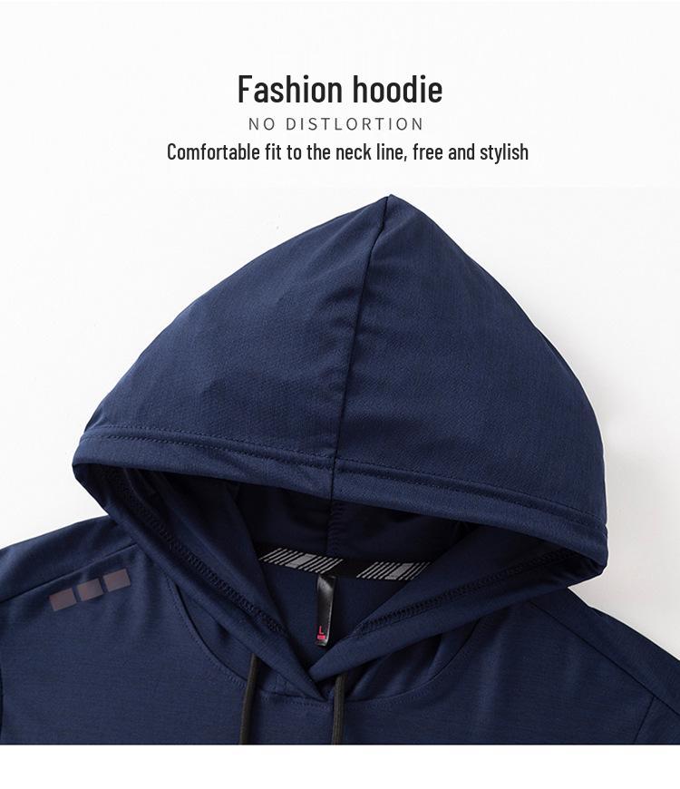 2022 Men's Trendy Hooded Ice Silk Quick-Dry Short Sleeve T-shirt for Summer Sports