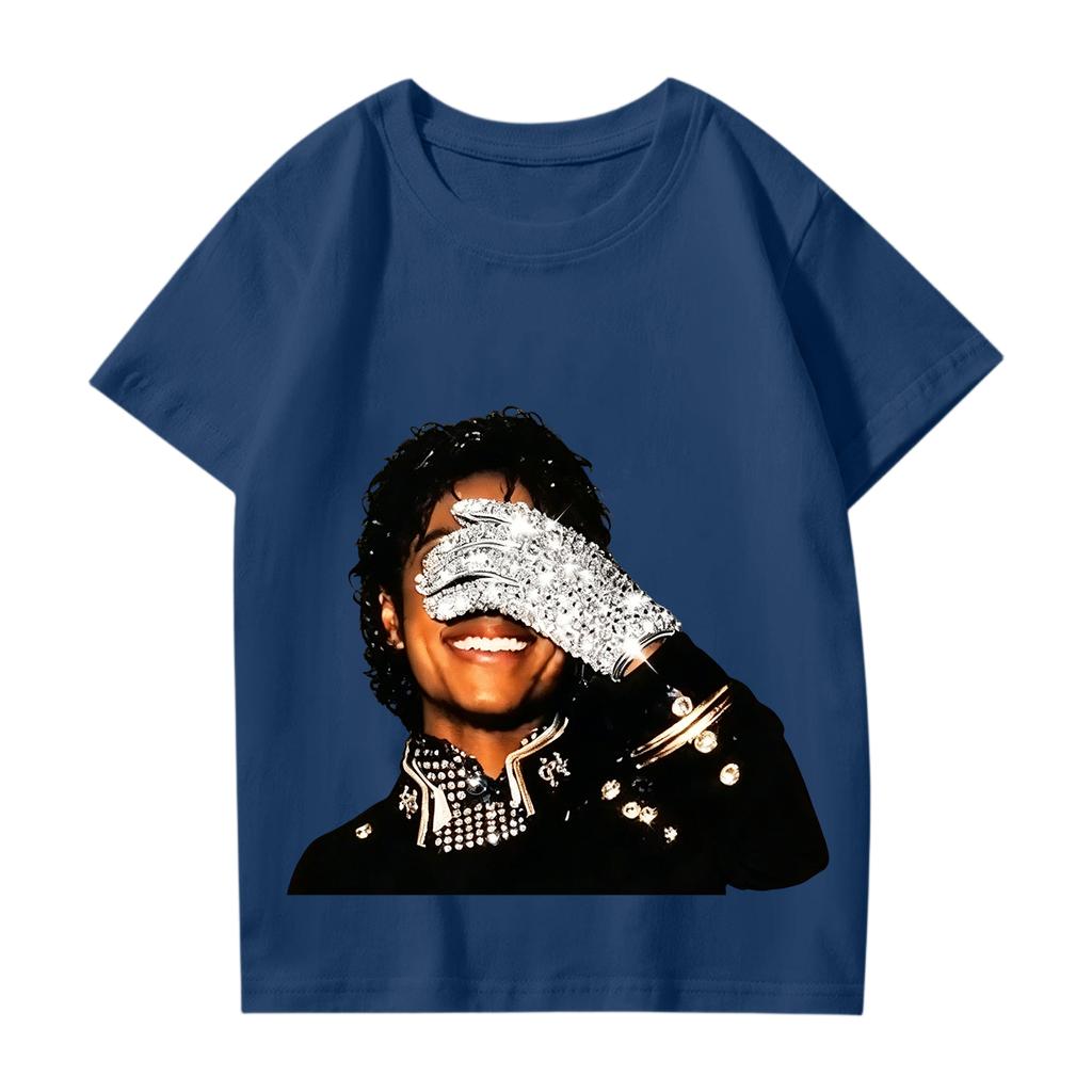 Fashionable Round Neck Short Sleeve Work Clothes Printed Tops For KID Summer Tops