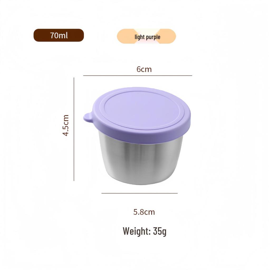Reusable Sauce Cup with Macaron Lid - 304 Stainless Steel, 40/50/70ML, Portable Dipping or Seasoning Dish.