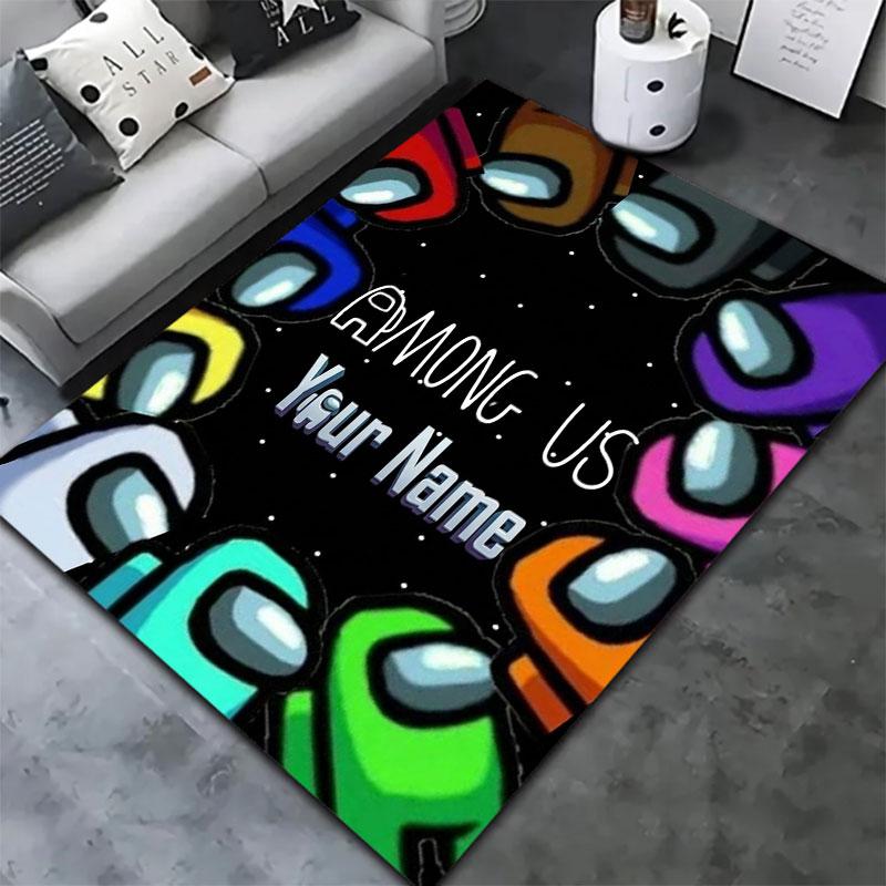 Among Us Custom Name Carpet Rug for Living Room Bedroom Home Sofa Decoration,Kids play Non-slip Floor Mat
