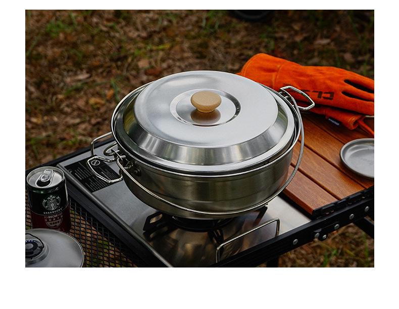 CLS 4.3L Stainless Steel Outdoor Steamer Pot - Portable for Rice, Noodles, Soup Cooking, with Steaming Basket