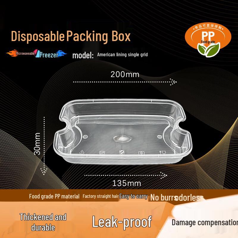 Disposable Rectangular Single-Compartment Food Container