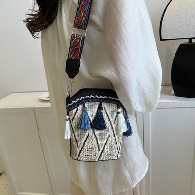 Fashionable Single-shoulder Bag Artistic and Ethnic Style Su Crossbody Small Bag Women's Bucket Bag
