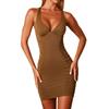 Women's Fashionable V-neck Backless Pleated Buttocks Wrapped Sexy Dress