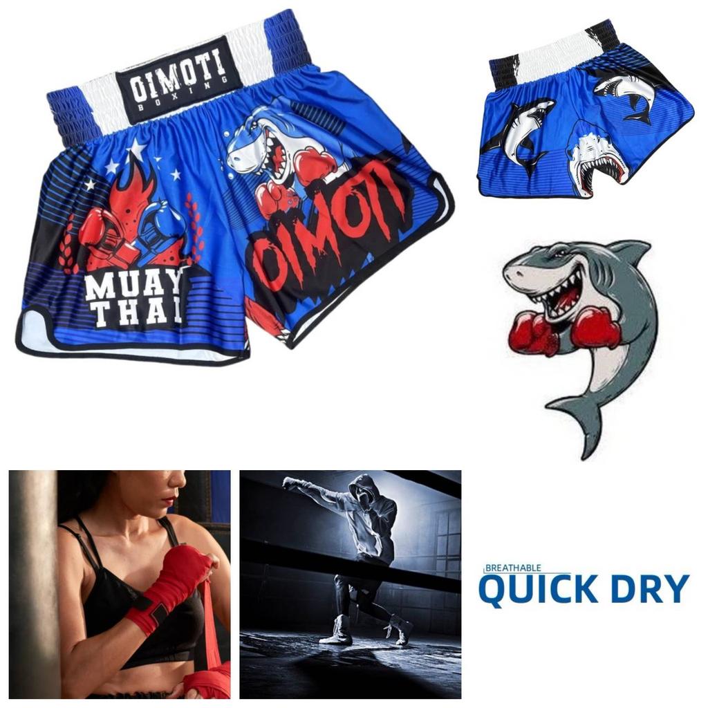 Shark Muay Thai Kickboxing Boxing MMA UFC Casual Shorts Gym Sport Unisex Men Women Workout Quick Dry Print Elastic High Waist Training