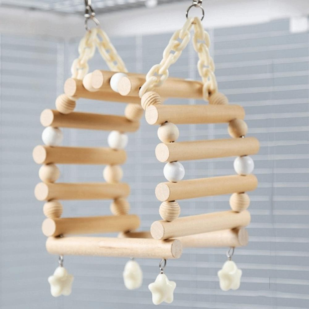 Wooden Parrots Perches Toys Sturdy Exercise Playstand Chew Toys Bird Cage Swing  Bird Training