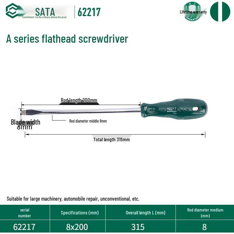 SATA A-Series Industrial Grade Magnetic Slotted Screwdriver