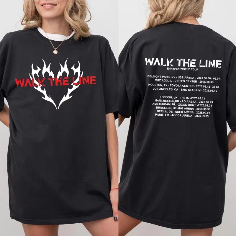 2026 Walk The Line Tour TShirt Kpop Concert Merch Tee Men Women Casual Short Sleeve Round Neck T Shirt Streetwear Unisex Tee S