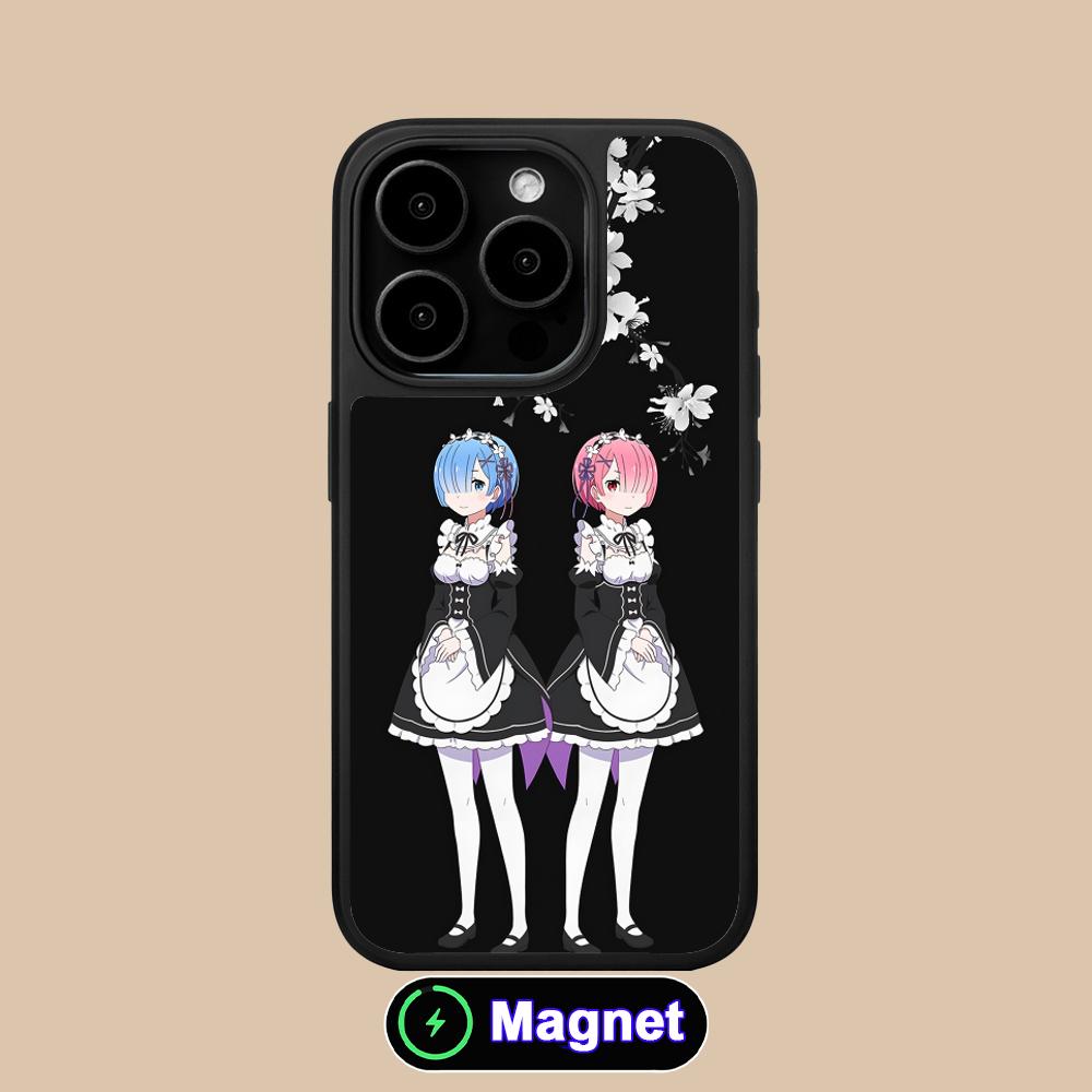 ReZero Rem Ram Matte Surface Magsafe Mobile Phone Case for iPhone 17 16 15 14 13 12 11 Air Pro Max Plus Colorful Cover