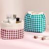 Plaid Pattern Drawstring Cosmetic Organizer Large Capacity Drawstring Storage Pouch  Travel Storage