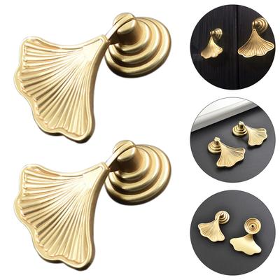 2pcs Cabinet Knob Knobsdoor Handle Wardrobe Dresser Brass Handles Ginkgo Furniture Leaf Cupboard Kitchen Closet Metal Cabinets