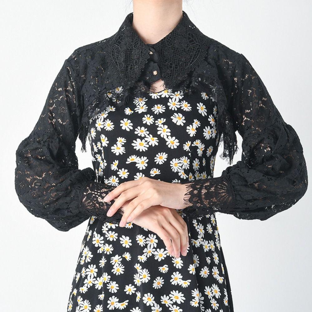 Cape Lace Fake Collar Cloak Flower Scarves Elegant Lace Shawl  Clothes Decoration