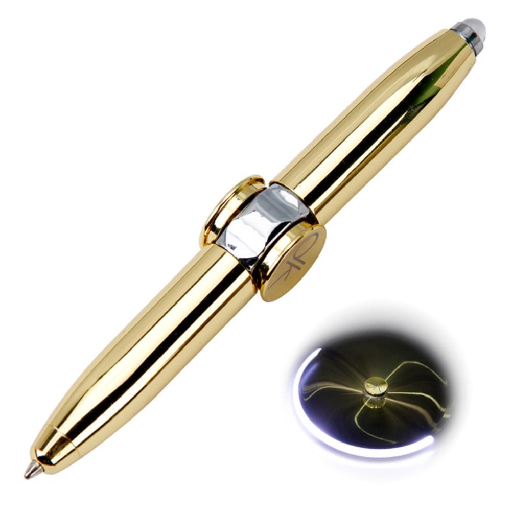 Luminous Decompression Pen Multicolor LED Rolling Finger Rotating Pen Fingertip Gyroscope Metal Pen for People with ADD