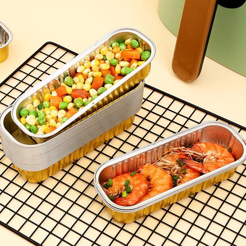 5Pcs Air Fryer Tin Foil Bowl Aluminum Foil Household Oven Cake Rectangular Baking Mold Tin Foil Box Cup