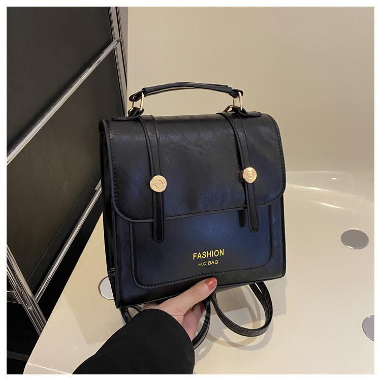 Trendy Style With Car Stitching Elements Pu Lining Vertical Square Shape Flap Cover Shoulder Bag чёрный