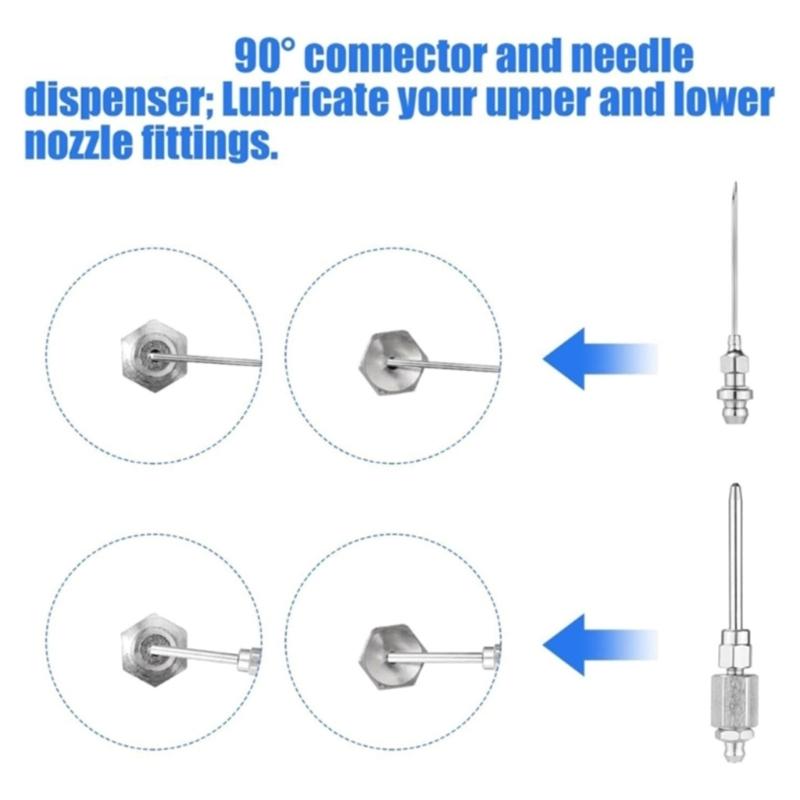 Coupler Kit with 90 Degree Fitting Piece, Flexible Hose and Clamp Body for Vehicle Service and Equipment Lubrication Daily Tasks and Care