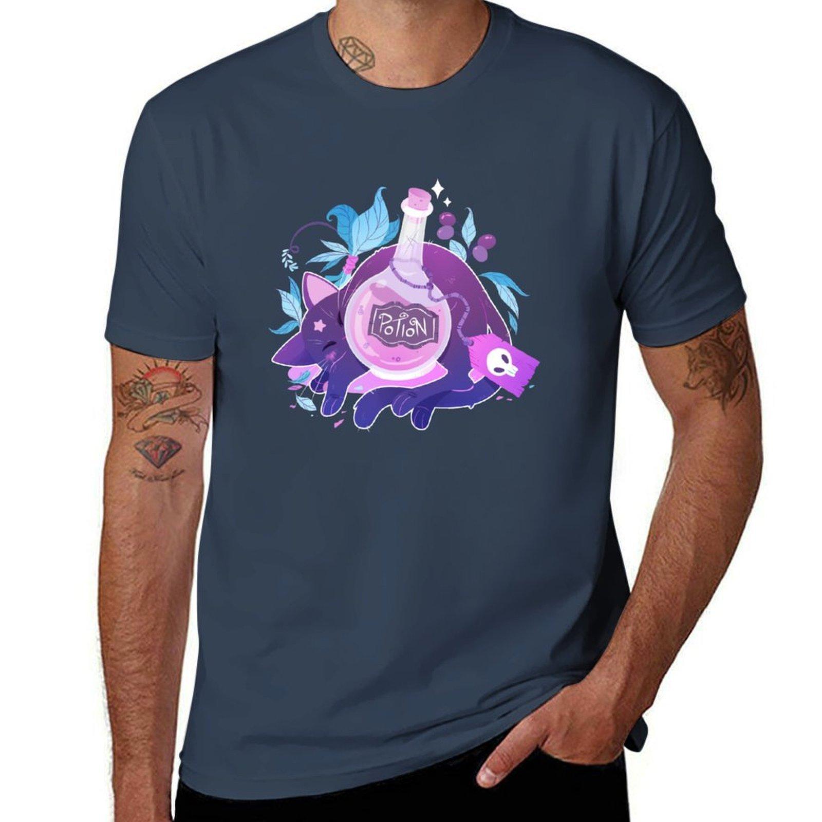 

Potion Cat TShirt Casual Light Summer Short Sleeve Top S