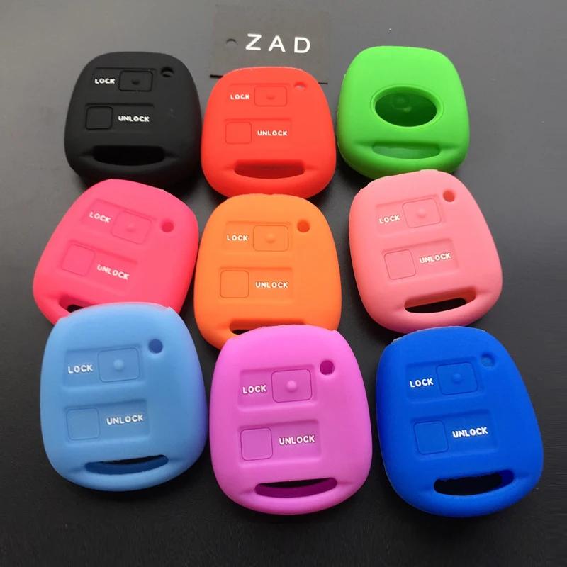 ZAD Silikonkautschuk Auto Schlüsselanhänger Hülle Abdeckung Set Haut für TOYOTA CAMRY RAV4 PRADO Yaris COROLLA AVENSIS LAND CRUISER 2 Tasten Schlüssel