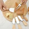 6pcs Cheese Knives Set Cheese Cutlery Steel Stainless Cheese Slicer Cutter Wood Handle Mini Cheesse Butter Knife Spatula Fork
