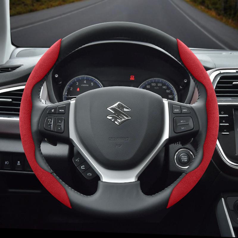 Suitable for Suzuki Anti-Slip Buckle Segmented Suede Steering Wheel Cover Suitable for Swift Sport Sx4 Grand Vitara Ly Jimny Solio Alto