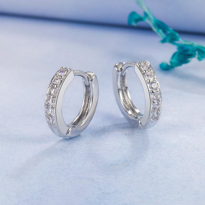 

2026 Personalized Multi-color Full-diamond Single-row Ear Buckle Women s 18K Gold Single-row Full-diamond Small Earrings Ear Buckle