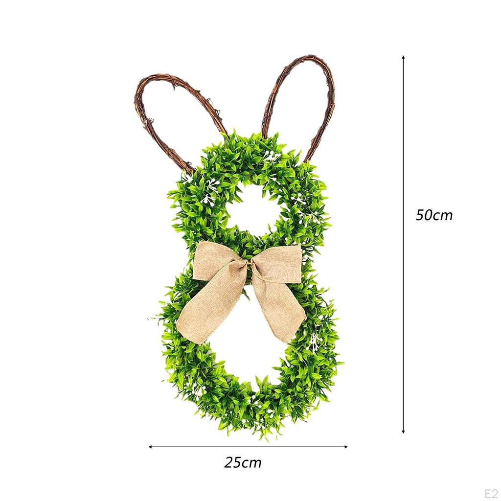 Easter Bunny Wreath Front Door Decoration Hanging Ornament Party Supplies 50x25cm for
