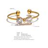 Eetit Delicate Shiny Cubic Zirconia Bowknot Bow Open Finger Ring 2024 Stainless Steel Sweet Daily Trendy Jewelry Accessories