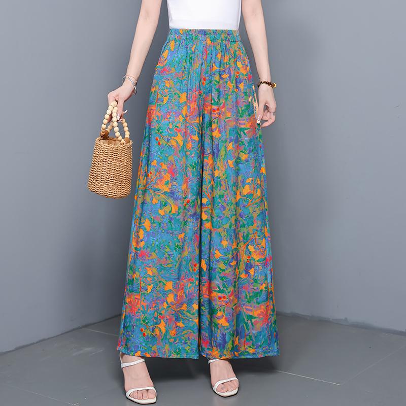 Sommer-Hosen mit weitem Bein für Damen Vintage Kleidung Übergröße Locker Lässig High Waist Hosen