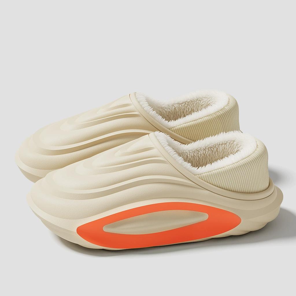 Winter Thickened Slip Resistant Lined Slippers Lightweight EVA Indoor Outdoor Home Leisure Shoes with Soft Fabric Lining