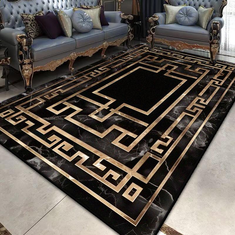 Light Luxury Black Gold Carpets for Living Room Non-slip kitchen floor carpet Modern Large Area Rugs Lounge Rug Washable Mat