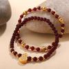 Red Garnet Luxury Gourd Pendant Bracelet for New Year Blessings and Wealth