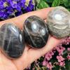 1pc Black Moonstone Palm Stone Polished Natural Crystal Gem for Relaxation and Relief Unscented Solid Moonstone Tumbled Stone