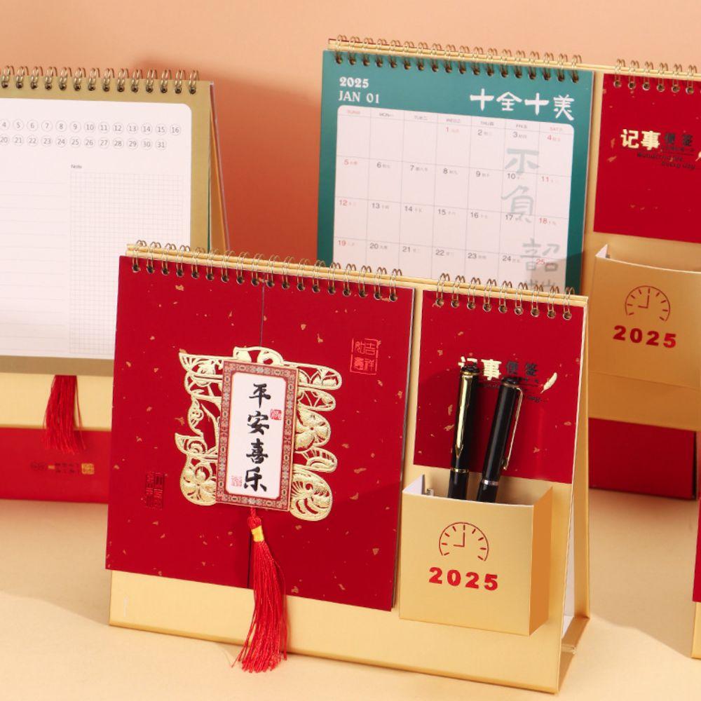 

Red Hot Stamping 2025 Monthly Desktop Calendar with Note Daily Planner Calendar Student Style B